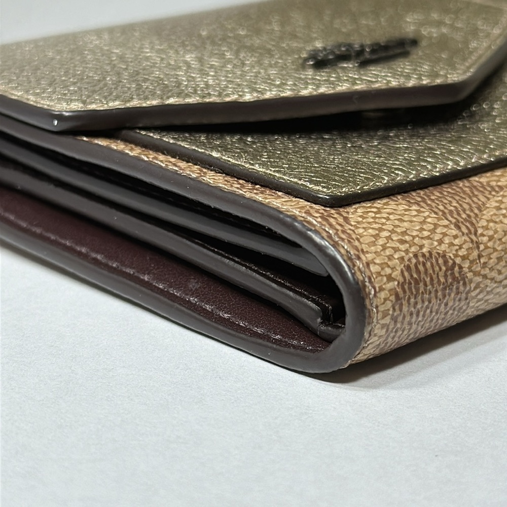 *LIKE NEW* COACH Small Wallet In Colorblock Signature Canvas In Tan/plat… - Picture 8 of 15